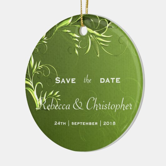 Décoration En Céramique Élégante Chartreuse verte Enregistrer la date (Gauche)