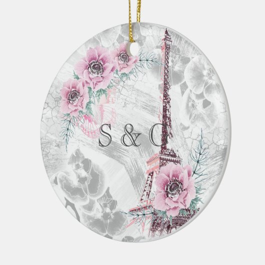 Décoration En Céramique Elégante couronne de fleurs roses. (Gauche)