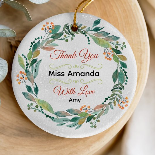 Décoration En Céramique Élégante couronne de Noël de l'enseignant festif