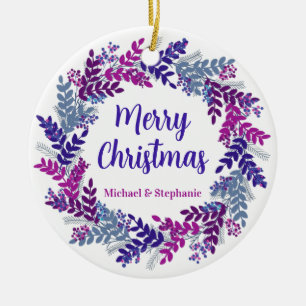 Décoration En Céramique Élégante couronne de Noël violet