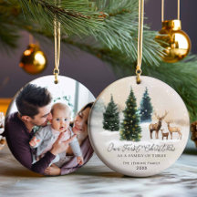 Élégante famille de bois de trois photos Noël