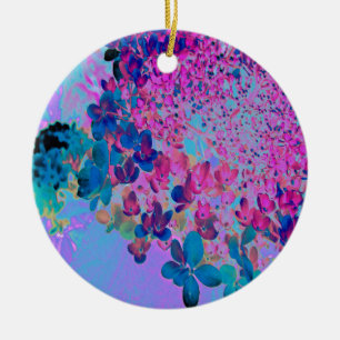 Décoration En Céramique Élégante Hydrangea Limelight Bleu foncé et Magenta