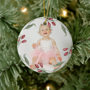 Décoration En Céramique Élégante photo de bébé Premier Noël Couronne