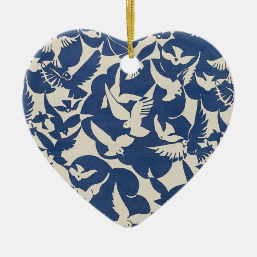 Décoration En Céramique Elégants pigeons en blanc et bleu (Devant)