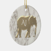 Décoration En Céramique Élément de marbre monogrammé éléphant doré (Droite)