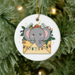 Décoration En Céramique Elephant Christmas Letter Winter Animals Elephants<br><div class="desc">L'éléphant à Noël comme salutation de Noël. Animaux amusants dans la lettre pour les vacances. Un doux salut de Noël. Les éléphants sont des animaux mignons et parfaits pour Noël.</div>