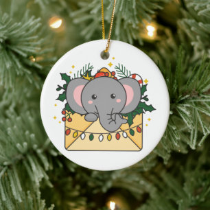 Décoration En Céramique Elephant Christmas Letter Winter Animals Elephants