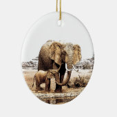 Décoration En Céramique Eléphant et bébé Eléphant (Droite)