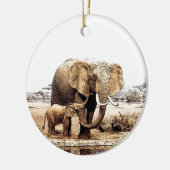 Décoration En Céramique Eléphant et bébé Eléphant (Gauche)