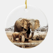 Décoration En Céramique Eléphant et bébé Eléphant (Dos)