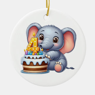 Décoration En Céramique Éléphant Mignon 4ème Anniversaire