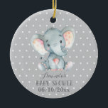 Décoration En Céramique Eléphant mignon Baby shower gris<br><div class="desc">Ornement en céramique gris Baby shower Eléphant</div>