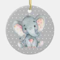 Eléphant mignon Baby shower gris