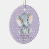 Décoration En Céramique Eléphant mignon fille bébé premier Noël violet (Droite)