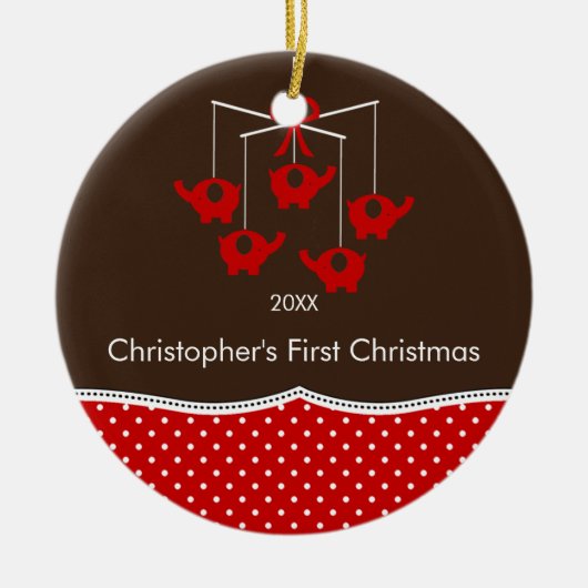 Décoration En Céramique Eléphant Mobile Baby's First Christmas Ornament (Devant)