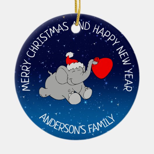 Décoration En Céramique Elephant Père Noël (Devant)