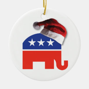 Décoration En Céramique Eléphant républicain portant un Casquette du Père