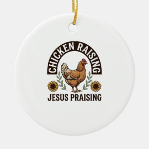 Décoration En Céramique Élevage de poulets Jésus louant Vintage Farm Shirt