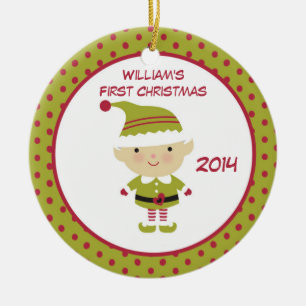 Décoration En Céramique Elf Baby 1st Christmas Personalized Ornament
