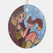 Décoration En Céramique Elfe En Bois Avec Écureuil (Gauche)