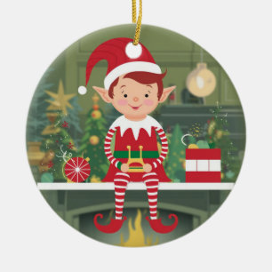 Décoration En Céramique Elfe sur l'étagère Arbre de Noël