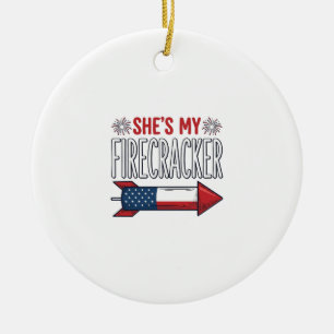 Décoration En Céramique Elle est mon pétard Création de couple patriotique