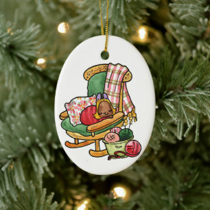 Décoration En Céramique Elvis sur la chaise à bascule