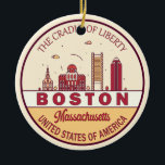 Décoration En Céramique Emblème de Boston Massachusetts City Skyline<br><div class="desc">Design d'art minimaliste et coloré de Boston avec des monuments et des points de repère de la ville dans le Massachusetts.</div>