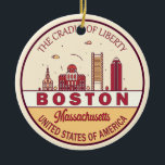 Décoration En Céramique Emblème de Boston Massachusetts City Skyline<br><div class="desc">Design d'art minimaliste et coloré de Boston avec des monuments et des points de repère de la ville dans le Massachusetts.</div>