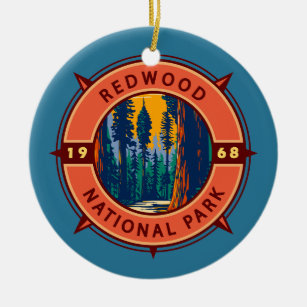Décoration En Céramique Emblème de la boussole rétro du parc national Redw