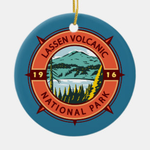 Décoration En Céramique Emblème de la boussole rétro du parc national volc