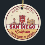 Décoration En Céramique Emblème de San Diego California City Skyline<br><div class="desc">L'établissement San Diego Hotel San Diego possède un restaurant servant uniquement le petit déjeuner.</div>