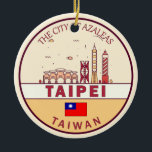 Décoration En Céramique Emblème de Taïpei Taïwan City Skyline<br><div class="desc">Design minimaliste et coloré de Taipei avec monuments et monuments de la ville à Taïwan.</div>