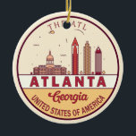 Décoration En Céramique Emblème Skyline Atlanta Georgia City<br><div class="desc">Le design artistique minimaliste et coloré d'Atlanta présente des monuments et des points de repère de la ville en Géorgie.</div>