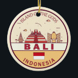 Décoration En Céramique Emblème Skyline de Bali en Indonésie<br><div class="desc">Design d'art minimaliste et coloré de Bali avec monuments et monuments de la ville en Indonésie.</div>