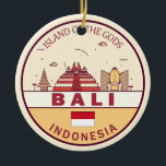 Décoration En Céramique Emblème Skyline de Bali en Indonésie<br><div class="desc">Design d'art minimaliste et coloré de Bali avec monuments et monuments de la ville en Indonésie.</div>