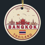 Décoration En Céramique Emblème Skyline de Bangkok Thaïlande<br><div class="desc">Design minimaliste et coloré de Bangkok,  avec monuments et monuments de la ville en Thaïlande.</div>