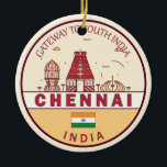 Décoration En Céramique Emblème Skyline de Chennai India City<br><div class="desc">Design d'art minimaliste et coloré de Chennai,  avec monuments et monuments de la ville en Inde.</div>