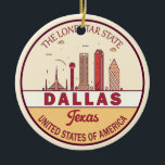 Décoration En Céramique Emblème Skyline de Dallas Texas City<br><div class="desc">Design d'art minimaliste et coloré de Dallas,  avec des monuments et des points de repère de la ville au Texas.</div>