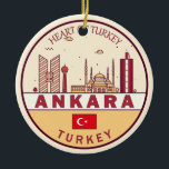 Décoration En Céramique Emblème Skyline de la ville d'Ankara Turquie<br><div class="desc">Design d'art minimaliste et coloré d'Ankara avec monuments et monuments de la ville en Turquie.</div>