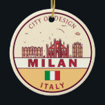 Décoration En Céramique Emblème Skyline de Milan Italie<br><div class="desc">Design minimaliste et coloré de Milan avec monuments et monuments de la ville en Italie.</div>