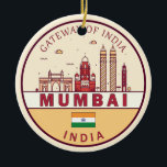 Décoration En Céramique Emblème Skyline de Mumbai India<br><div class="desc">Design d'art minimaliste et coloré de Mumbai,  avec monuments et monuments de la ville en Inde.</div>