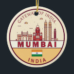 Décoration En Céramique Emblème Skyline de Mumbai India<br><div class="desc">Design d'art minimaliste et coloré de Mumbai,  avec monuments et monuments de la ville en Inde.</div>