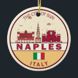 Décoration En Céramique Emblème Skyline de Naples Italie<br><div class="desc">Design minimaliste et coloré de Naples avec monuments et monuments de la ville en Italie.</div>