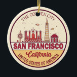 Décoration En Céramique Emblème Skyline de San Francisco California City<br><div class="desc">Design minimaliste et coloré de San Francisco,  avec monuments et monuments de la ville en Californie.</div>