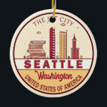 Décoration En Céramique Emblème Skyline de Seattle Washington City<br><div class="desc">Design d'art minimaliste et coloré de Seattle avec monuments et monuments de la ville à Washington.</div>