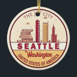 Décoration En Céramique Emblème Skyline de Seattle Washington City<br><div class="desc">Design d'art minimaliste et coloré de Seattle avec monuments et monuments de la ville à Washington.</div>