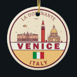 Décoration En Céramique Emblème Skyline de Venise Italie<br><div class="desc">Design minimaliste et coloré de Venise avec monuments et monuments de la ville en Italie.</div>