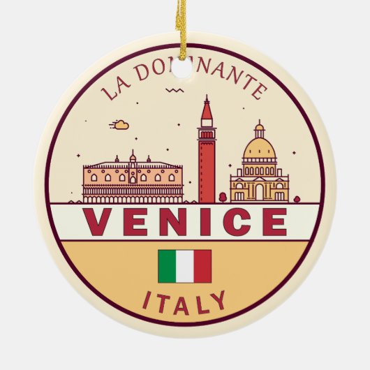 Décoration En Céramique Emblème Skyline de Venise Italie (Dos)