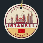 Décoration En Céramique Emblème Skyline Istanbul Turquie<br><div class="desc">Design d'art minimaliste et coloré d'Istanbul avec monuments et monuments de la ville en Turquie.</div>